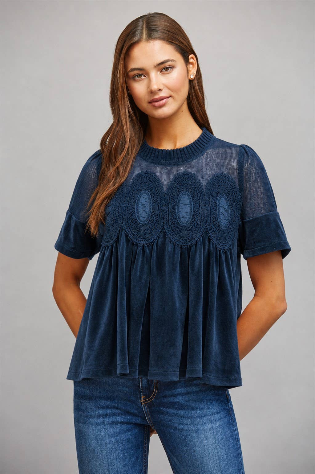 Andrew Suede Mesh Top
