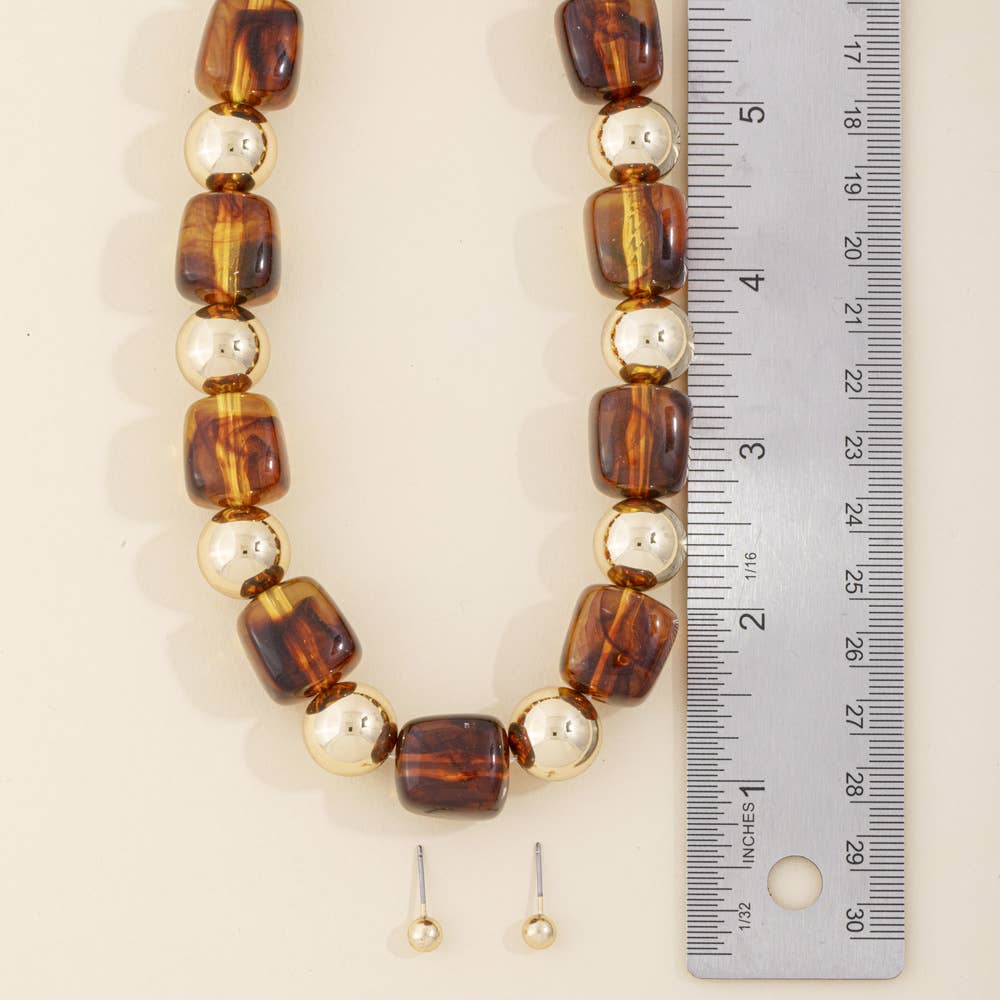 Dolores Chunky Tortoise Bead Statement Necklace