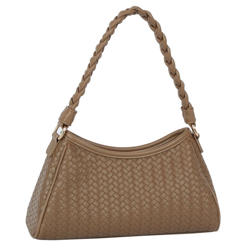 Margaret Braided Handle Woven Shoulder Bag