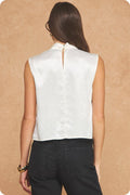 Luminous Textured Satin Draped Top