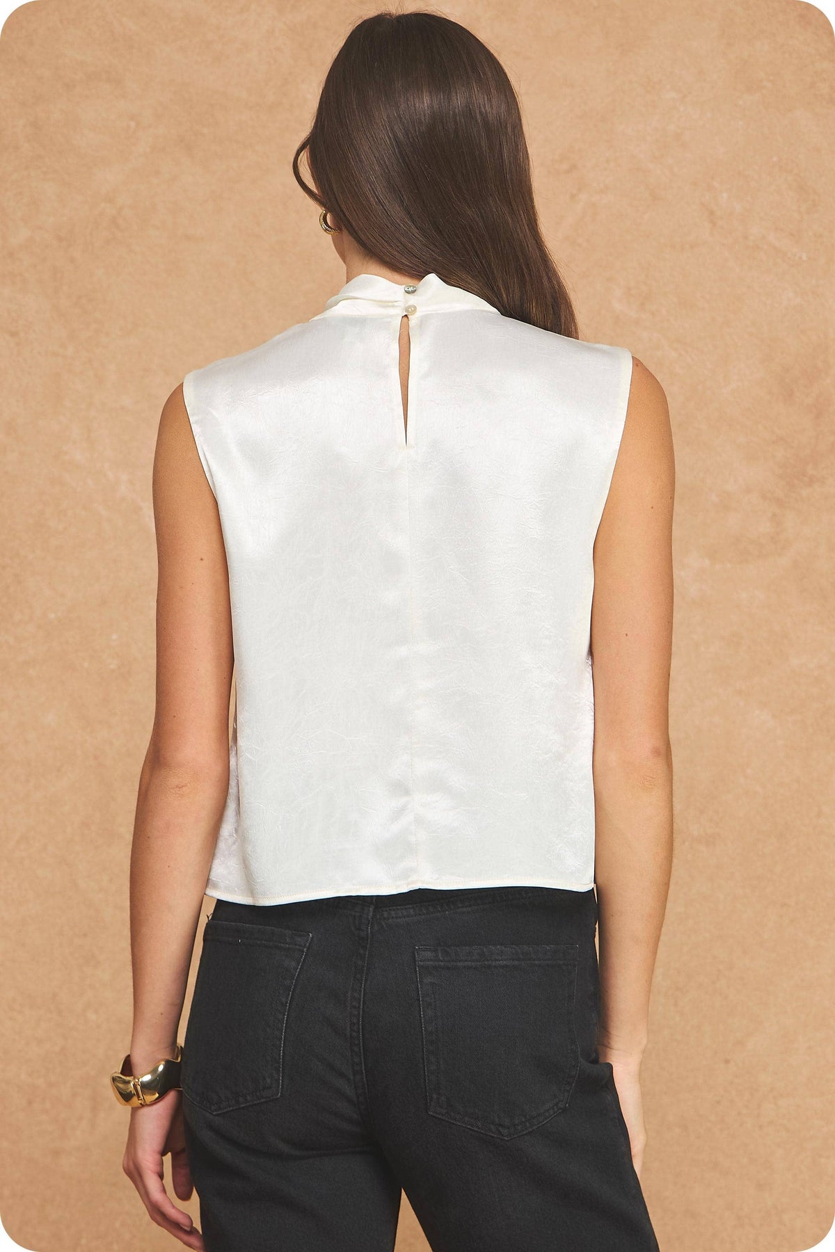 Luminous Textured Satin Draped Top