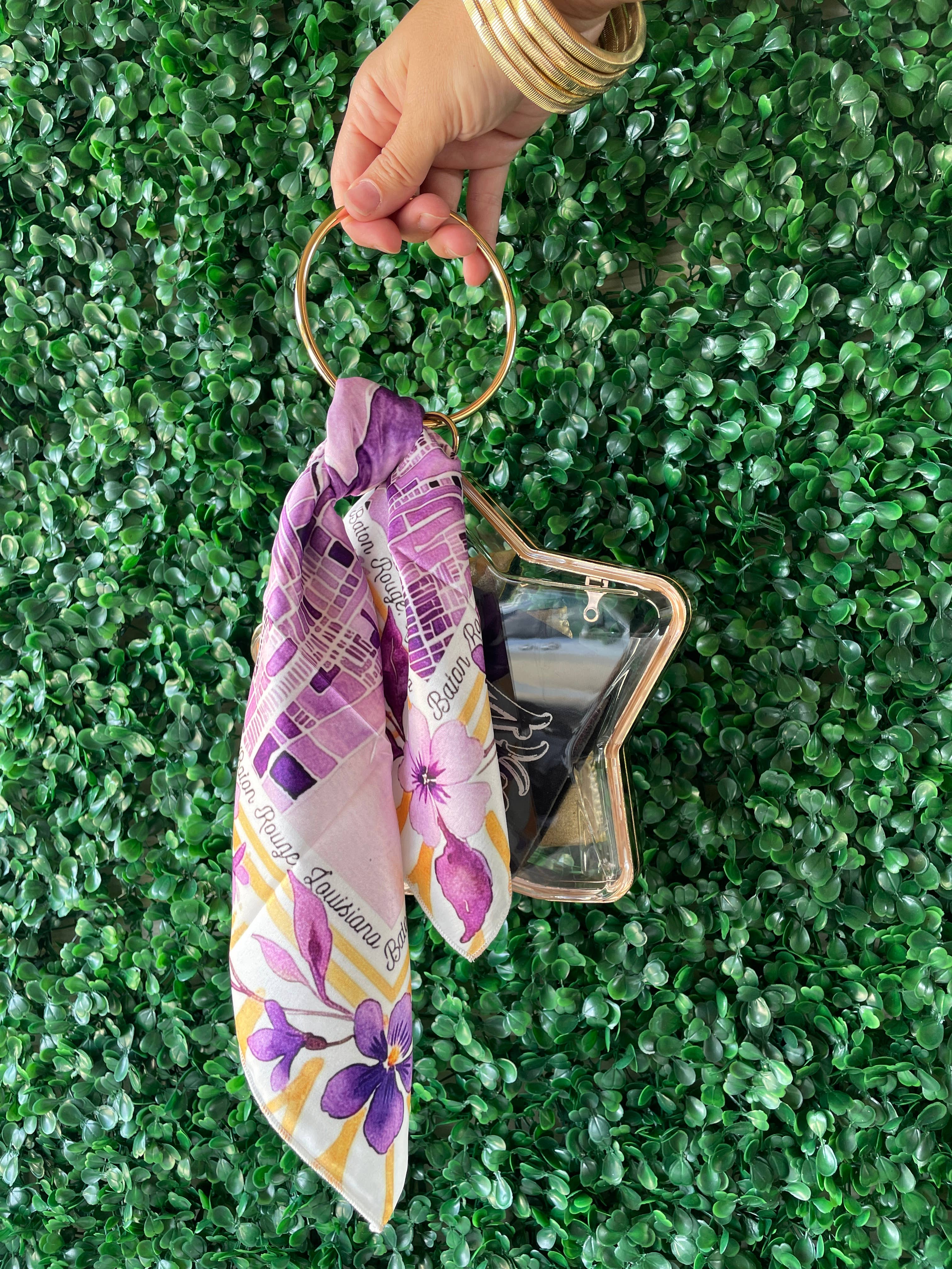 Watercolor Scarf - Baton Rouge Map - Purple & Yellow
