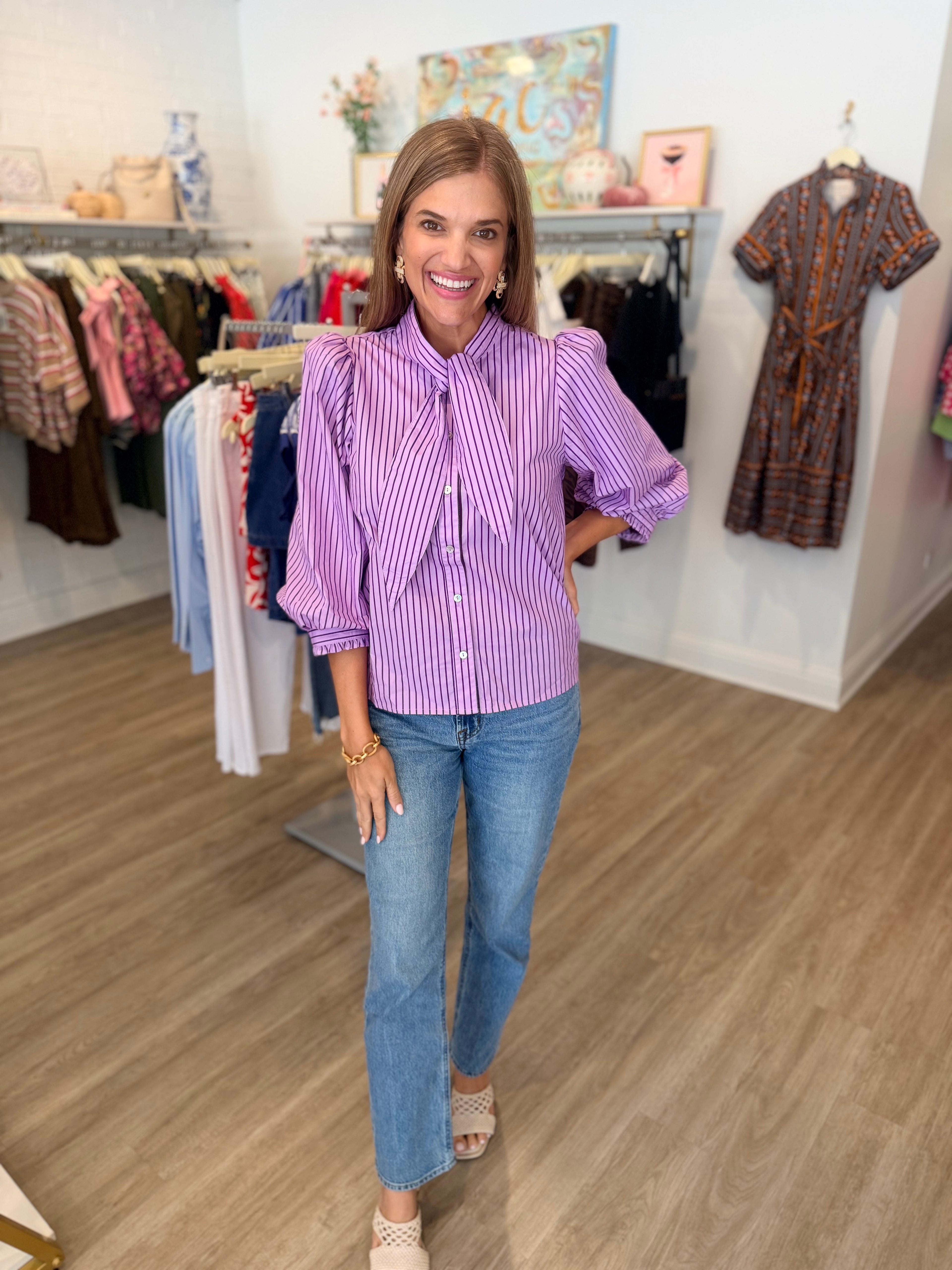 Paula Stripe Tie Top