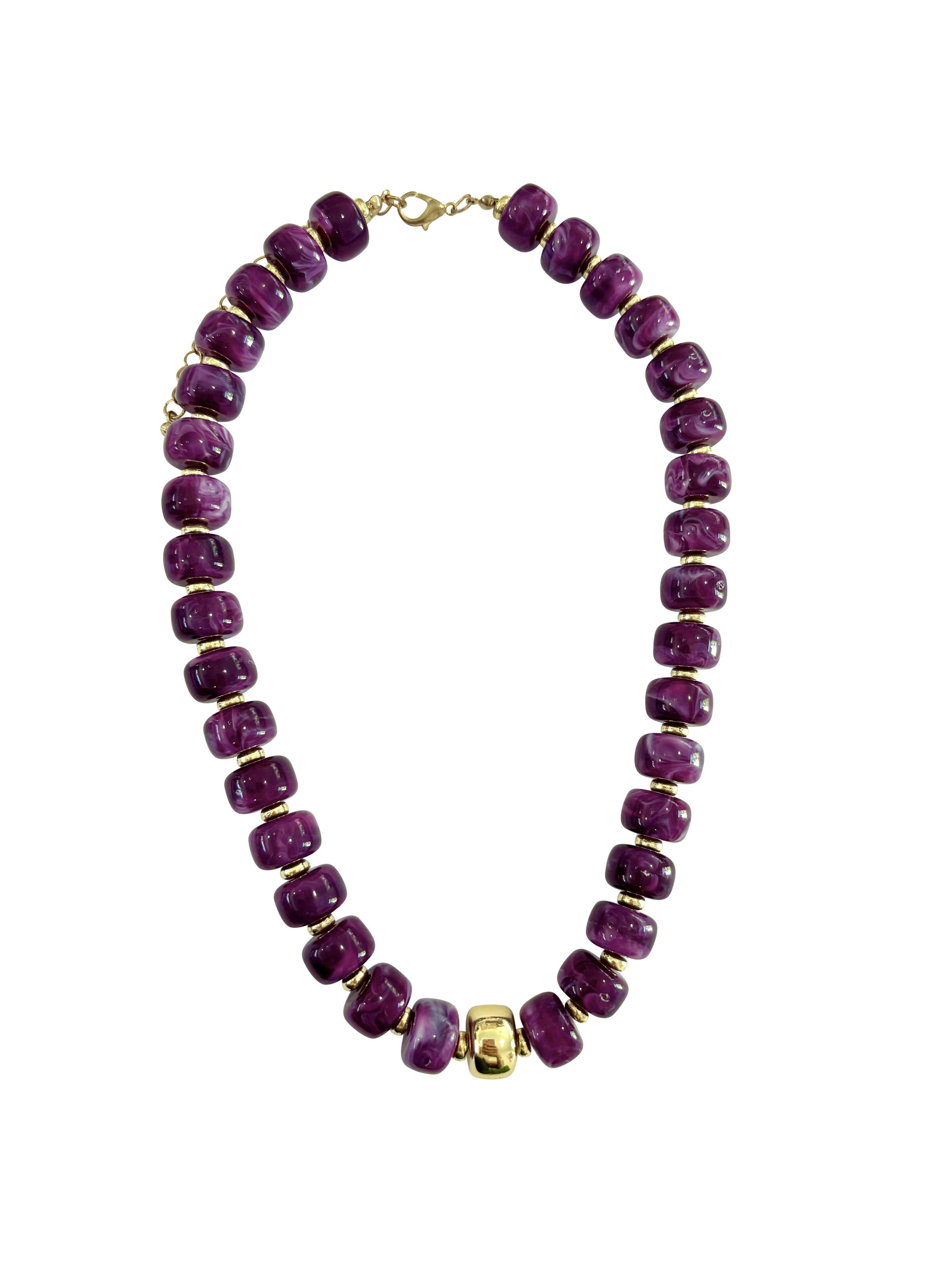 Rachel Chunky Beaded Necklace - Plum
