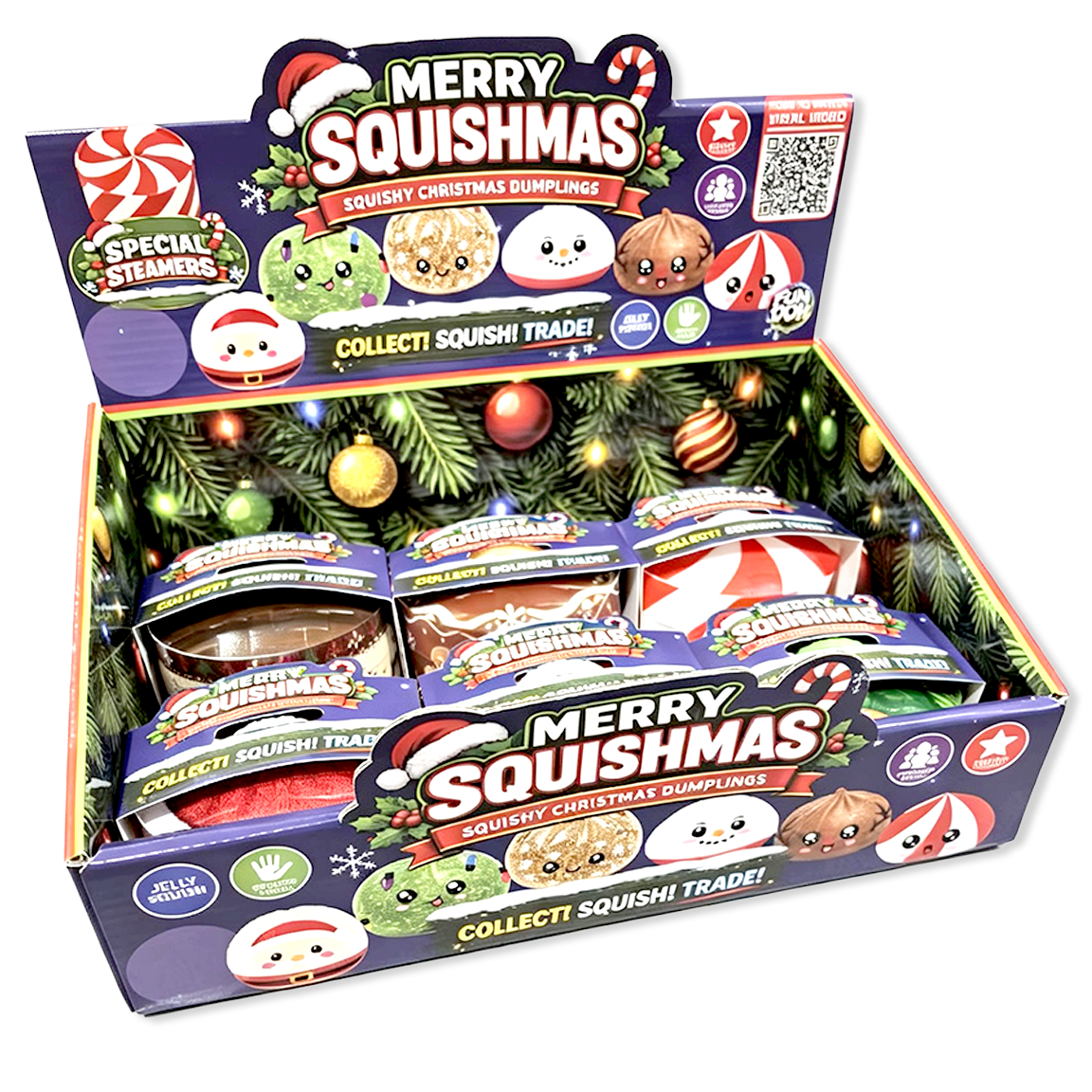 Fun Doh Christmas Dumpling Squishy Toy 12pc Holiday Display