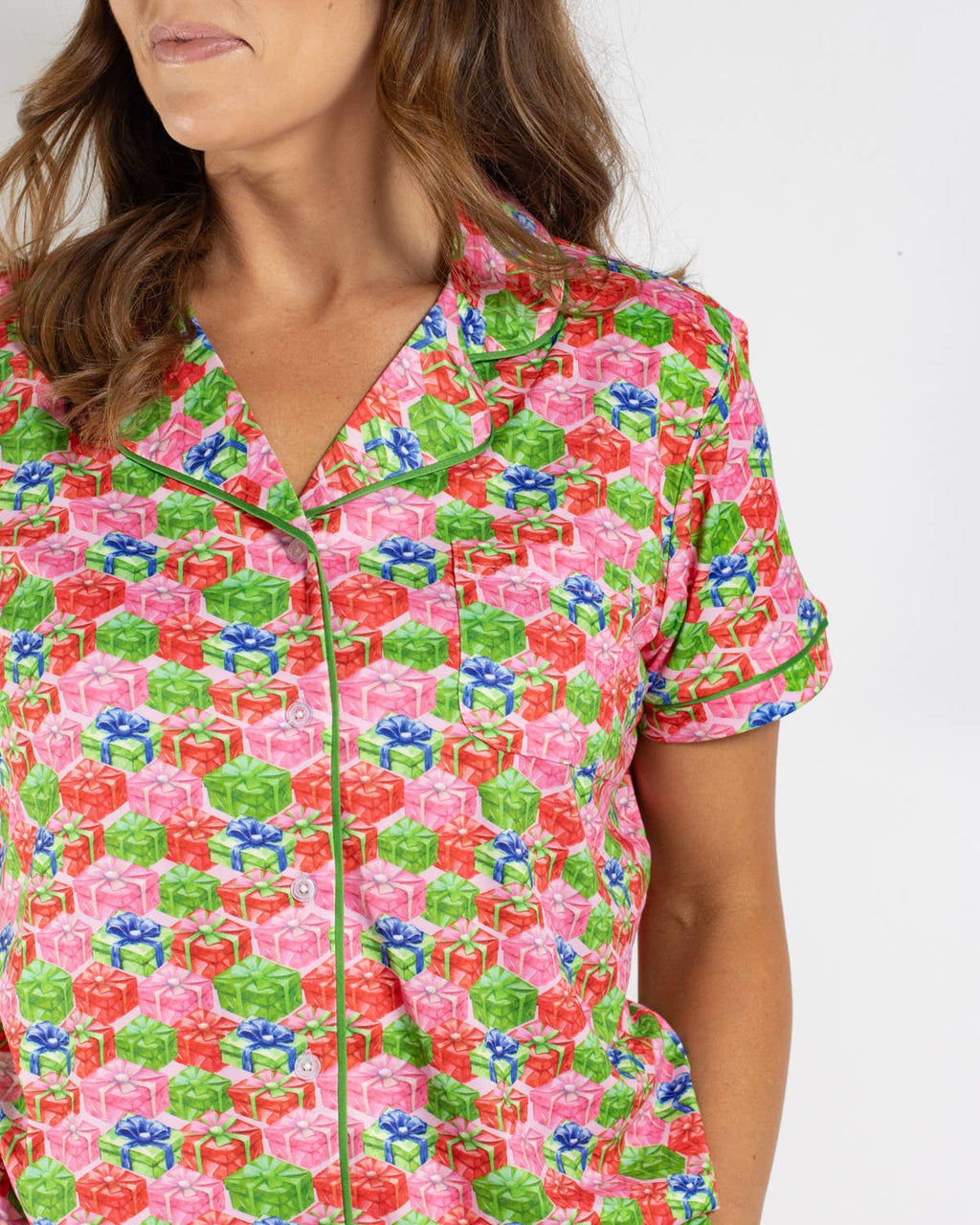 Under the Tree Short Sleeve Button Up Sleep Shirt