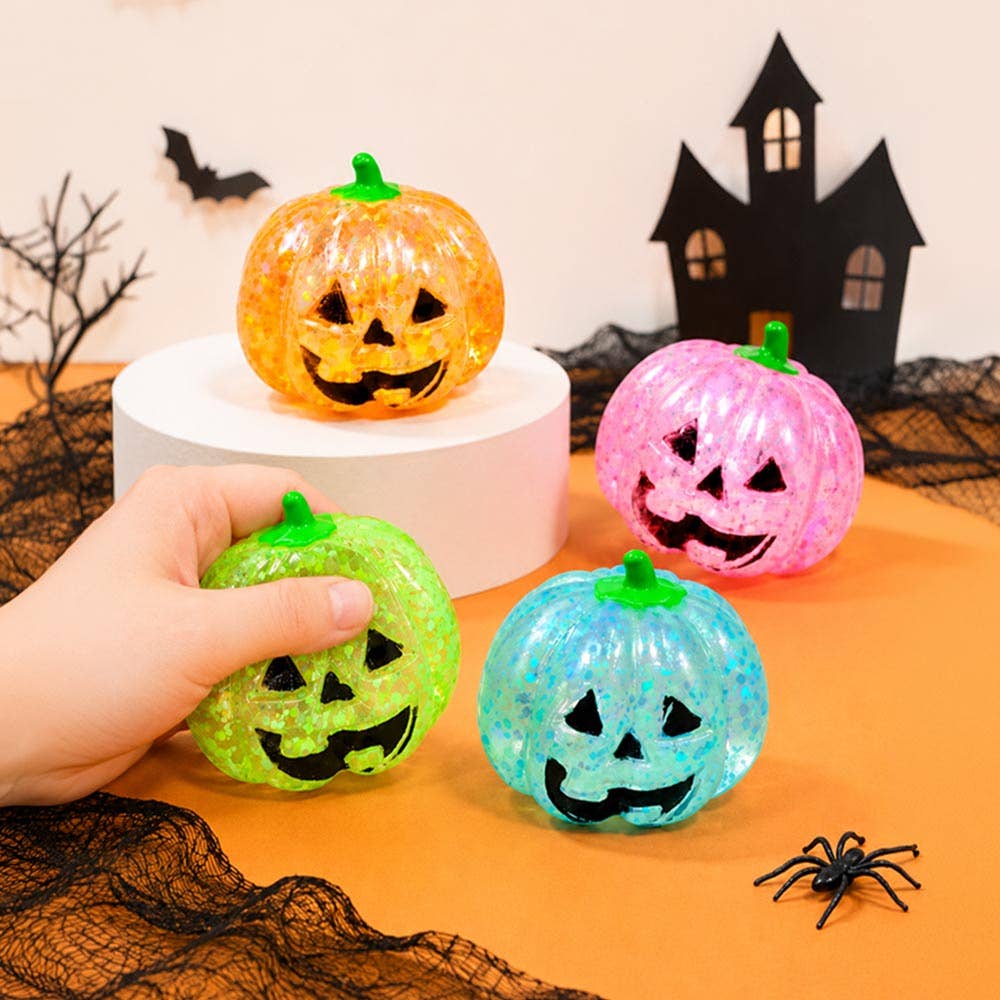 Glitter Halloween Pumpkin Squeeze Squishy Stress Relief Toy