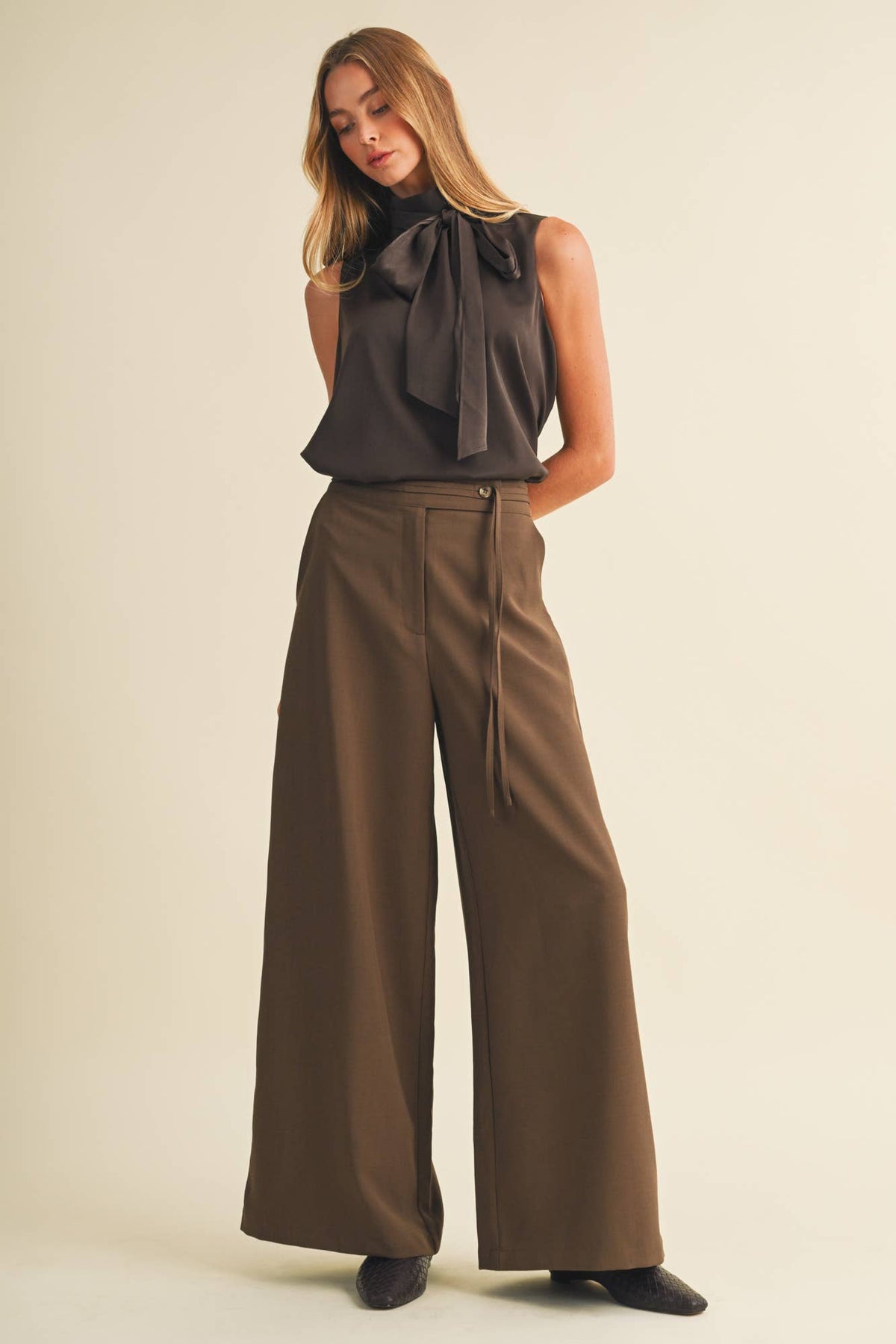 Mamie Mock-Neck Sleeveless Top