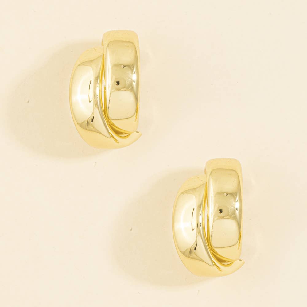 Chunky Wide Dome Huggie Hoop Earrings