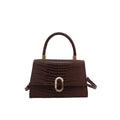 Croc Embossed Push Lock Flap Satchel