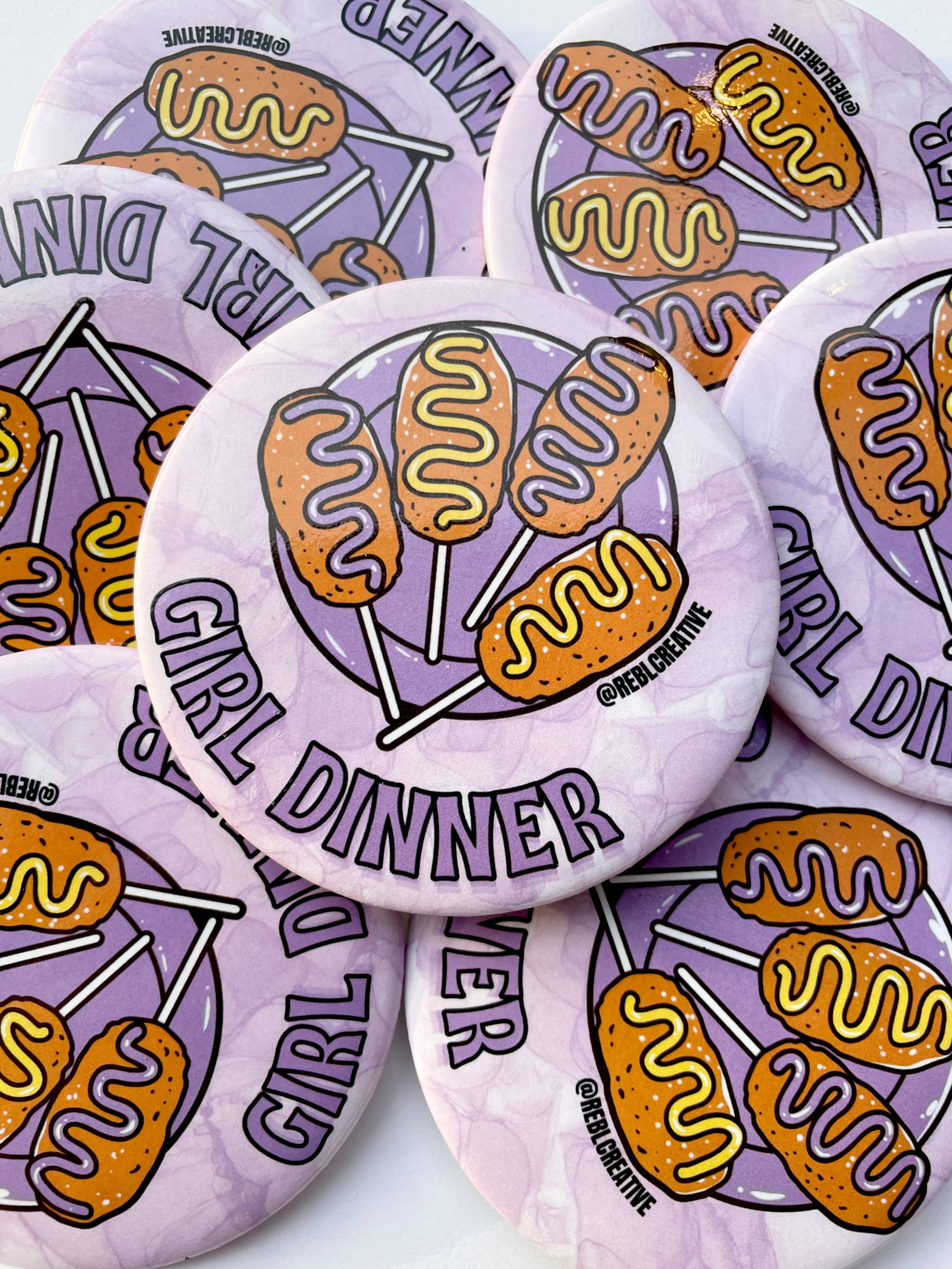 Girl Dinner - Purple & Yellow - Game Day Button