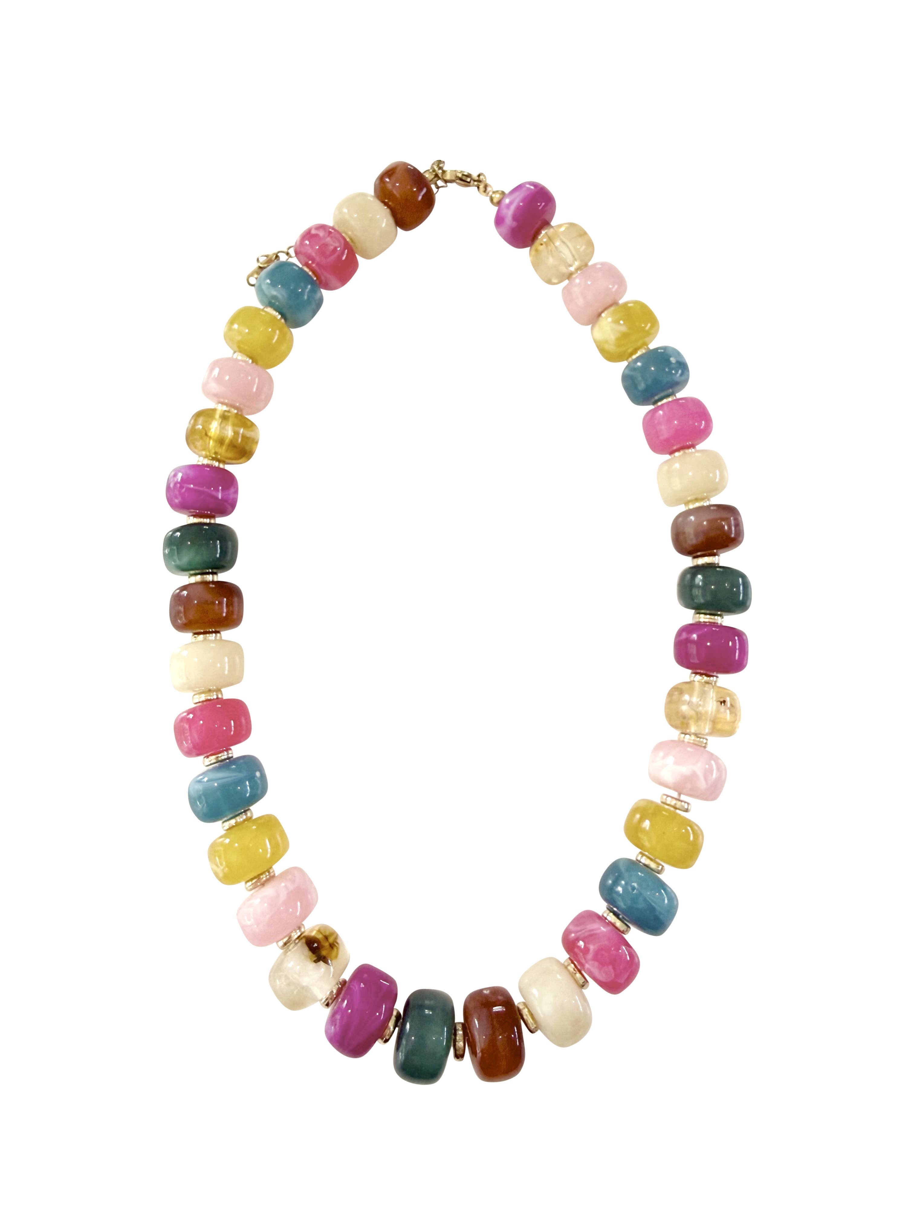 Morris Chunky Beaded Necklace-Dark Multi