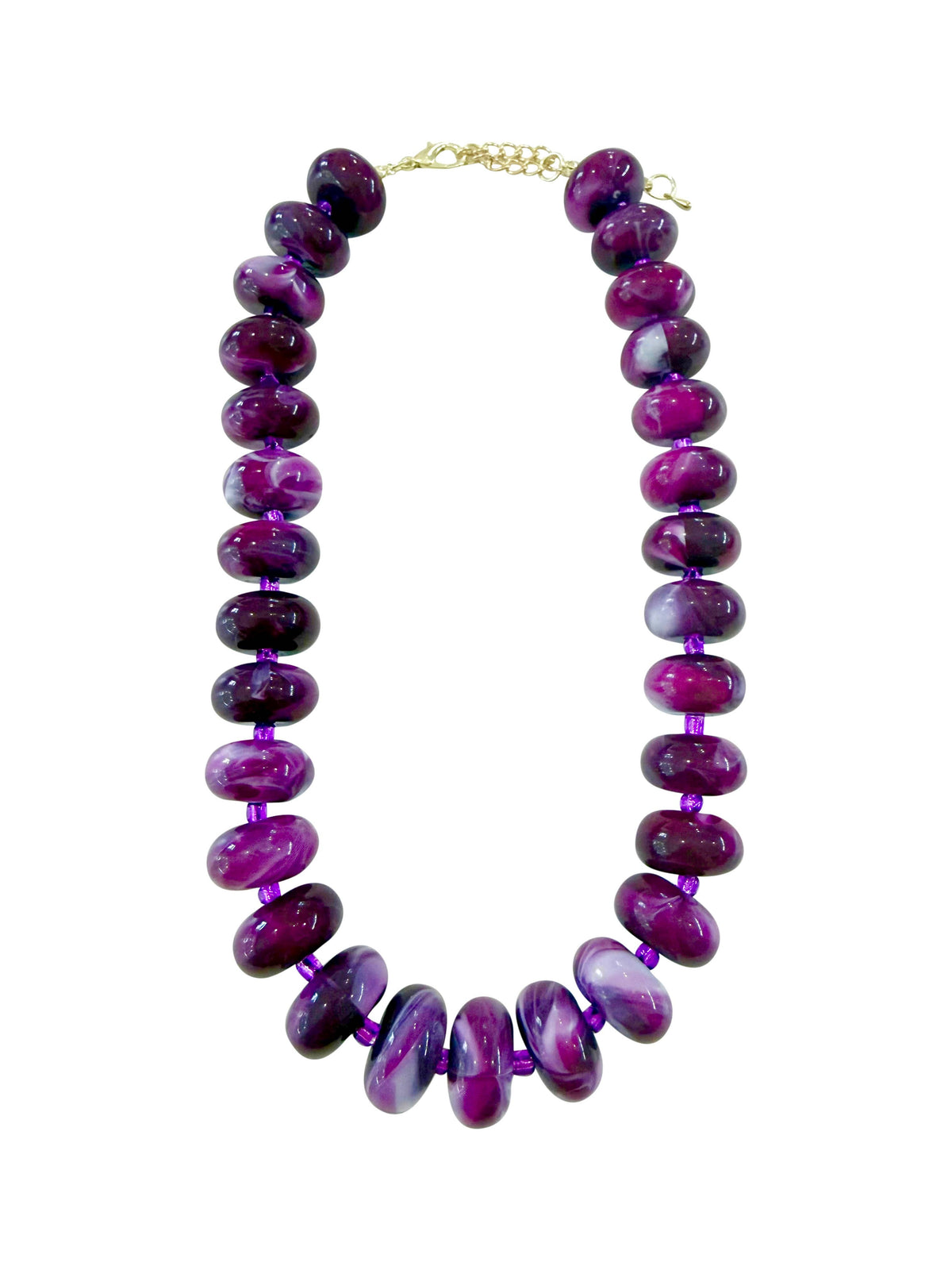 Angie Chunky Beaded Necklace - Purple