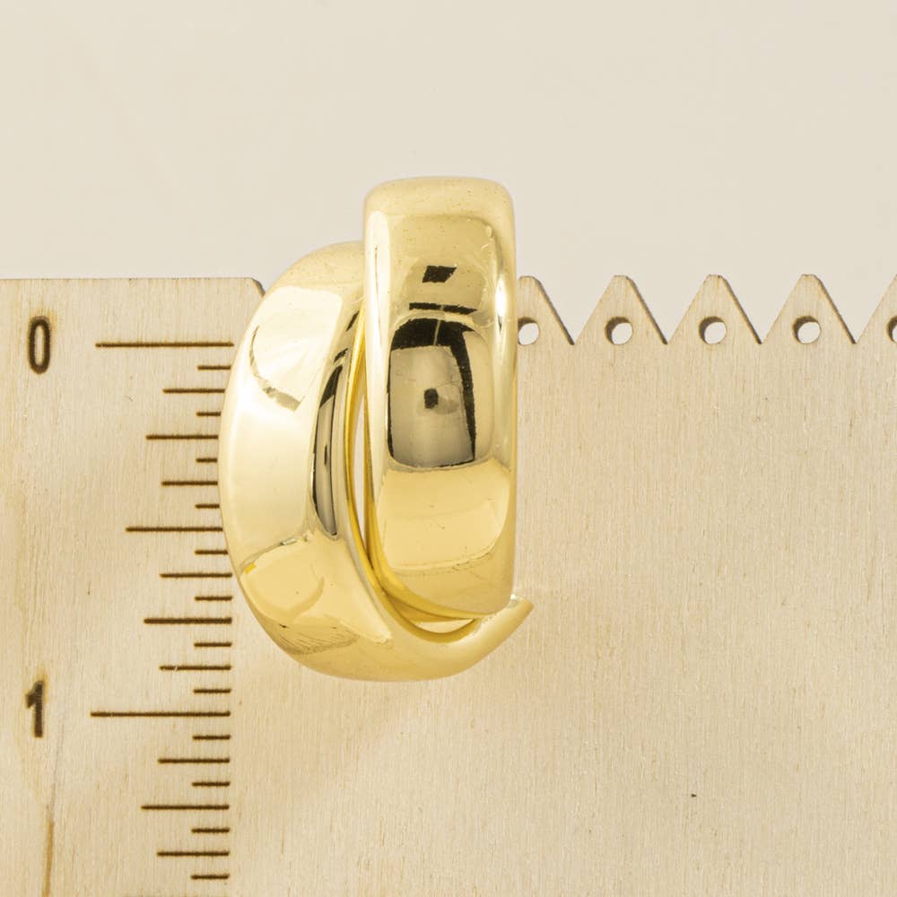 Chunky Wide Dome Huggie Hoop Earrings