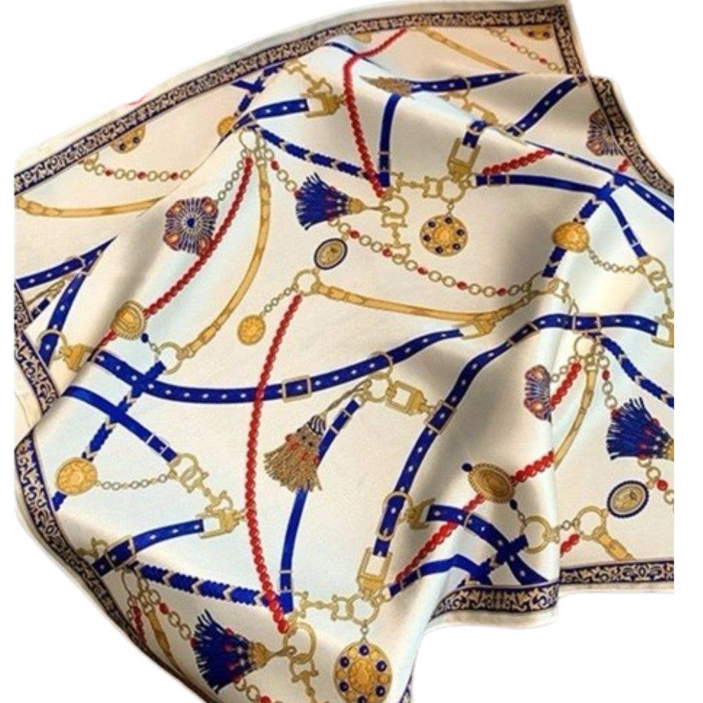 831 Stella Chain Print Silk Square Scarf