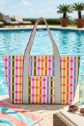 Ella Multicolor Striped Canvas Tote Bag