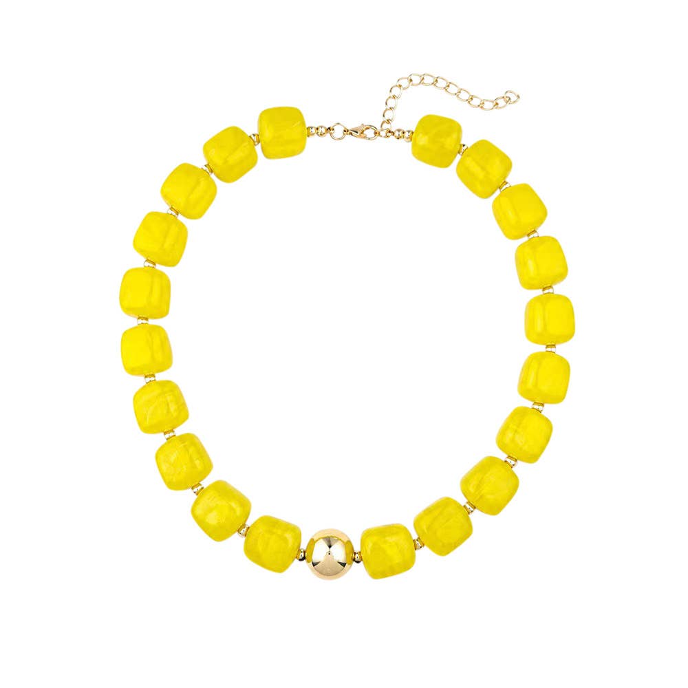 Preston Chunky Beaded Necklace - Yellow