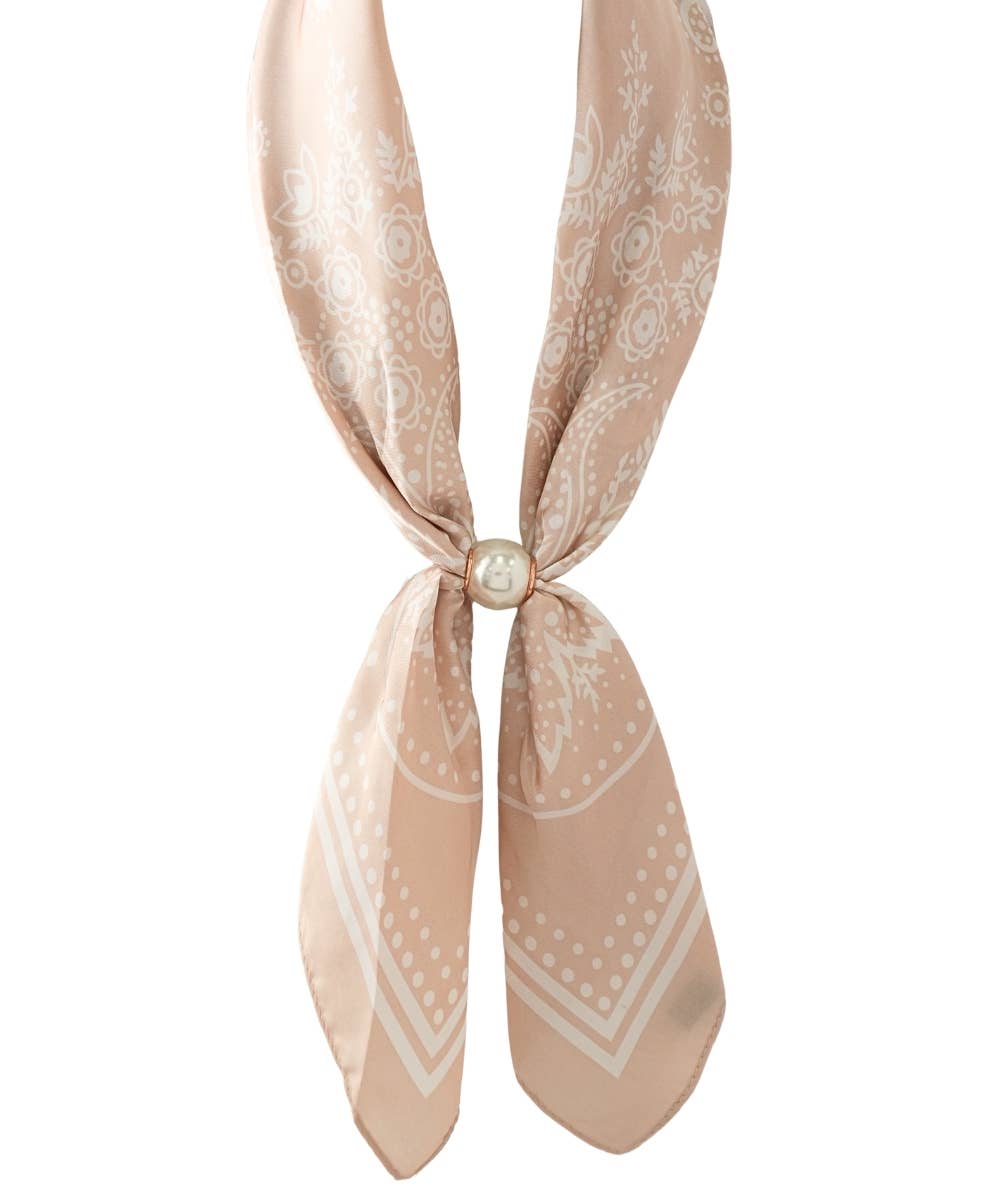 Beige Accented Pearl Paisley Scarf