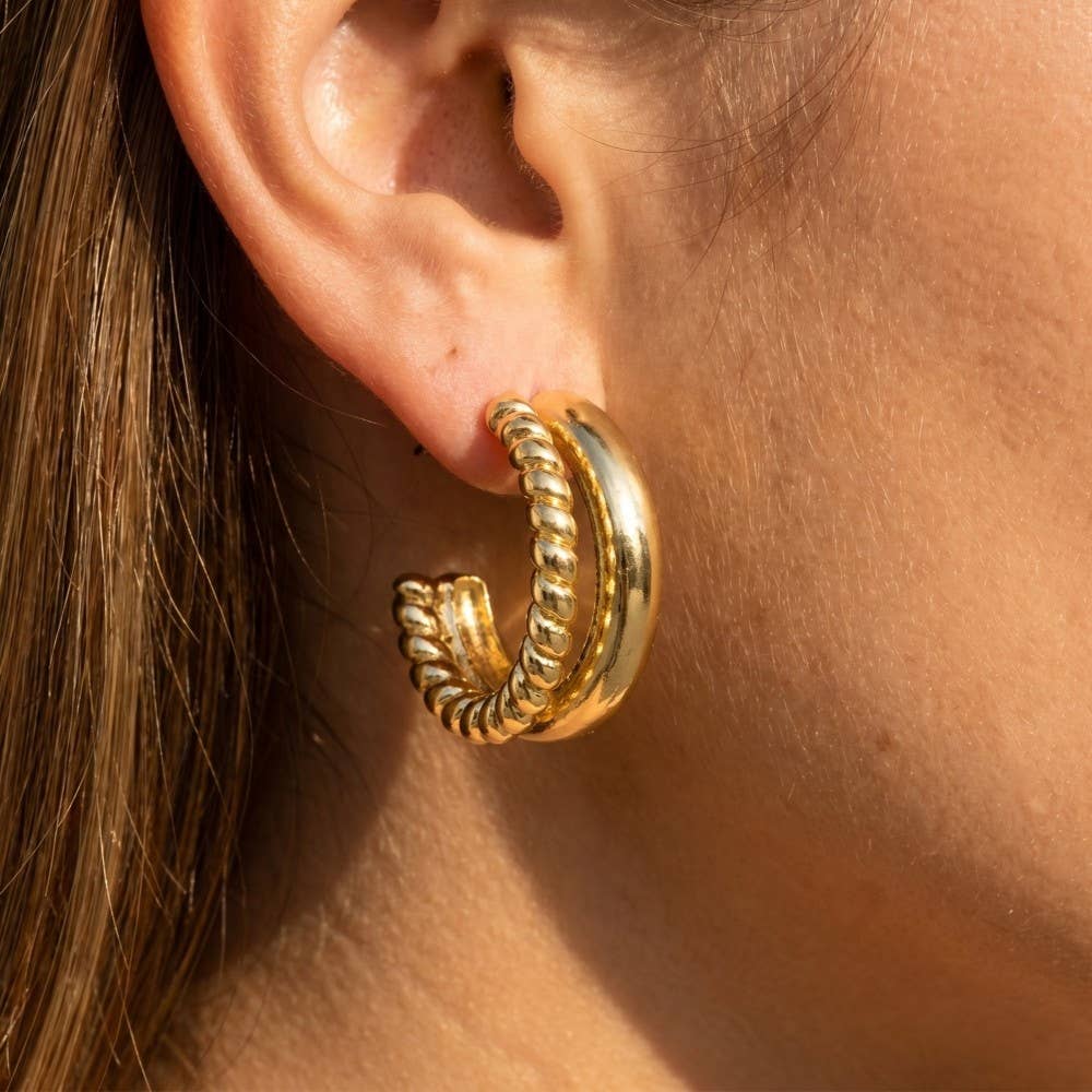 Gold Dipped Layered Hoop Earrings