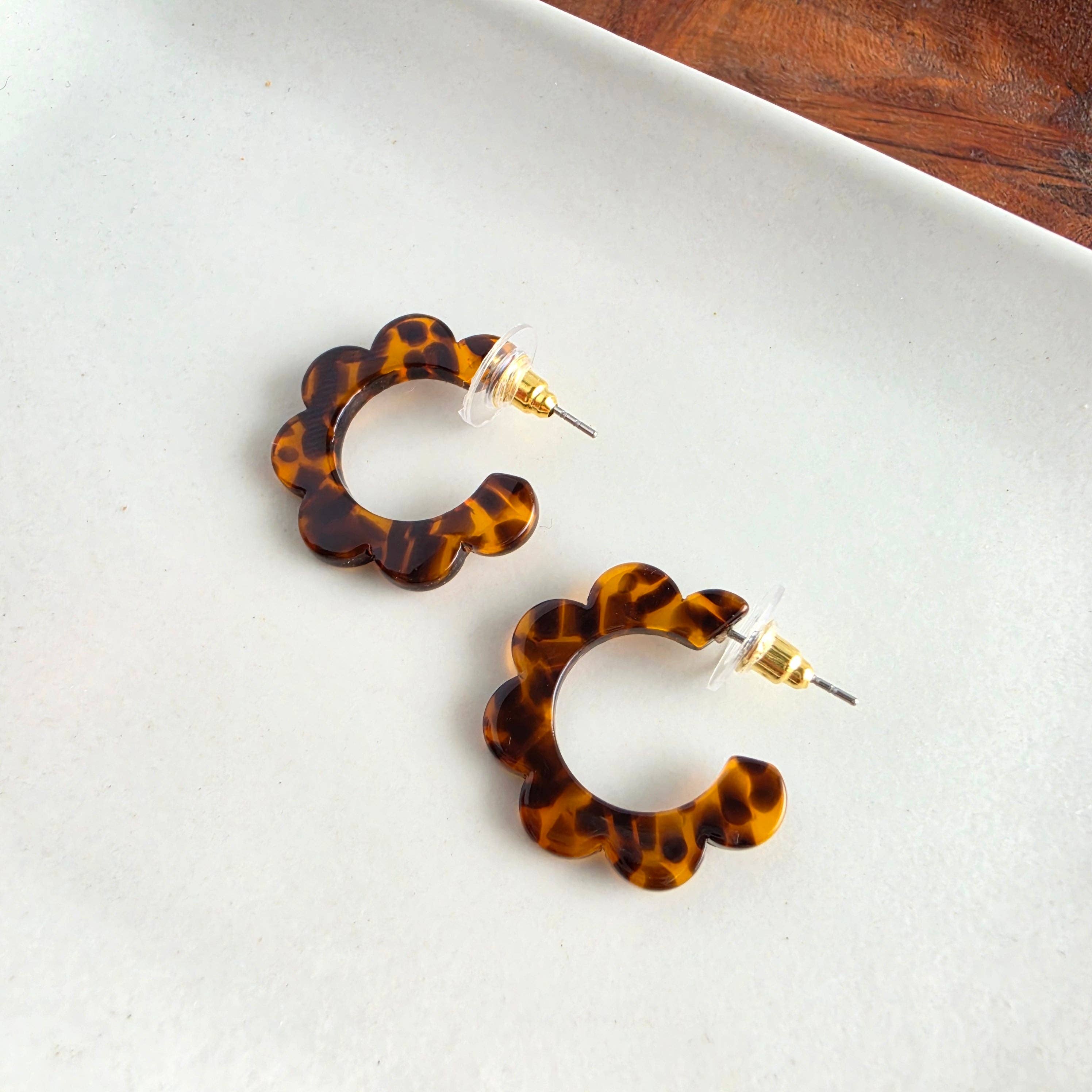 Flora Mini Hoops - Amber Dot