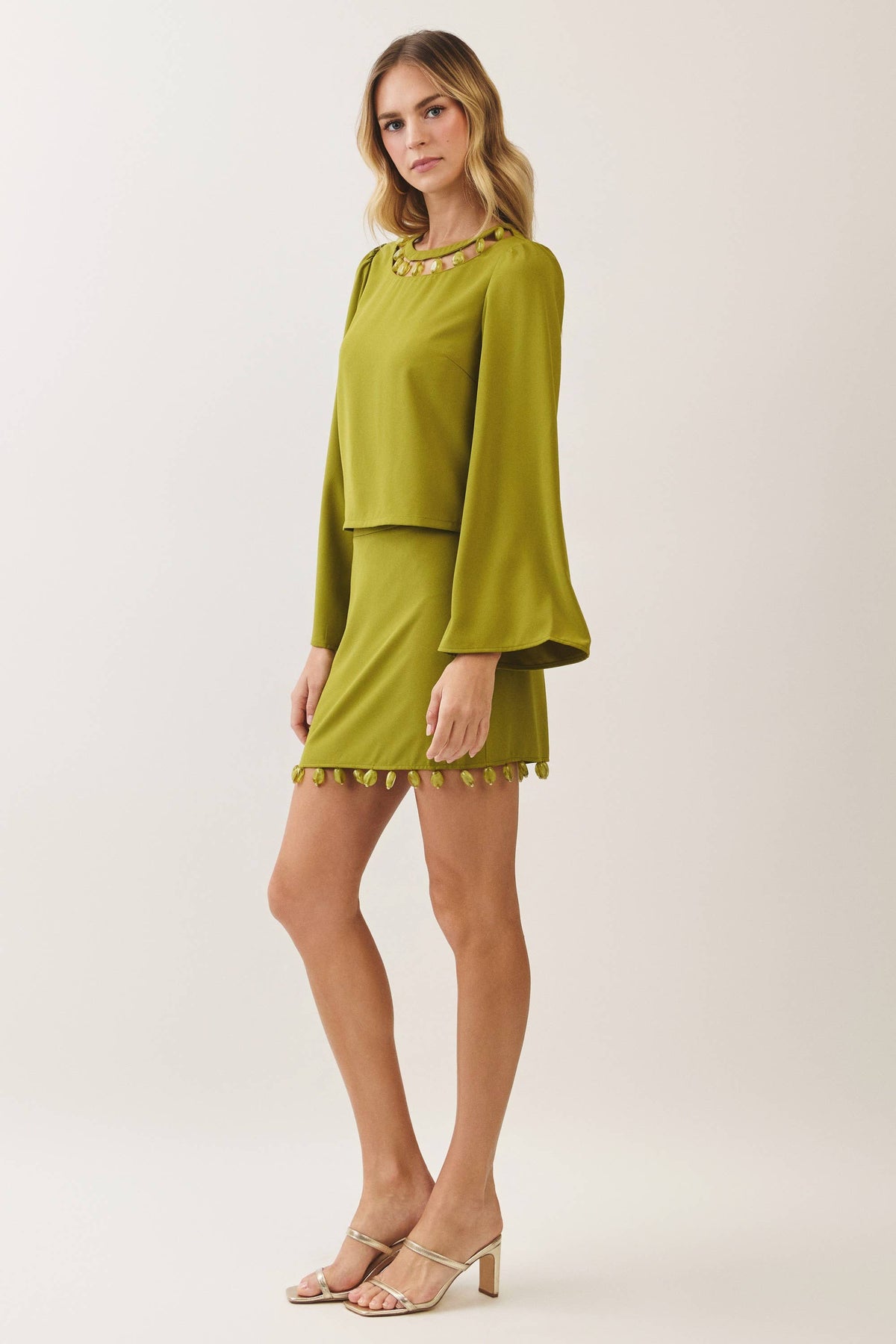 Tina Beaded Hem A-Line Mini Skirt