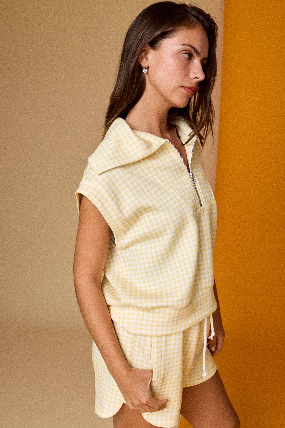 Gretchen Gingham Zip Up Top & Short Set