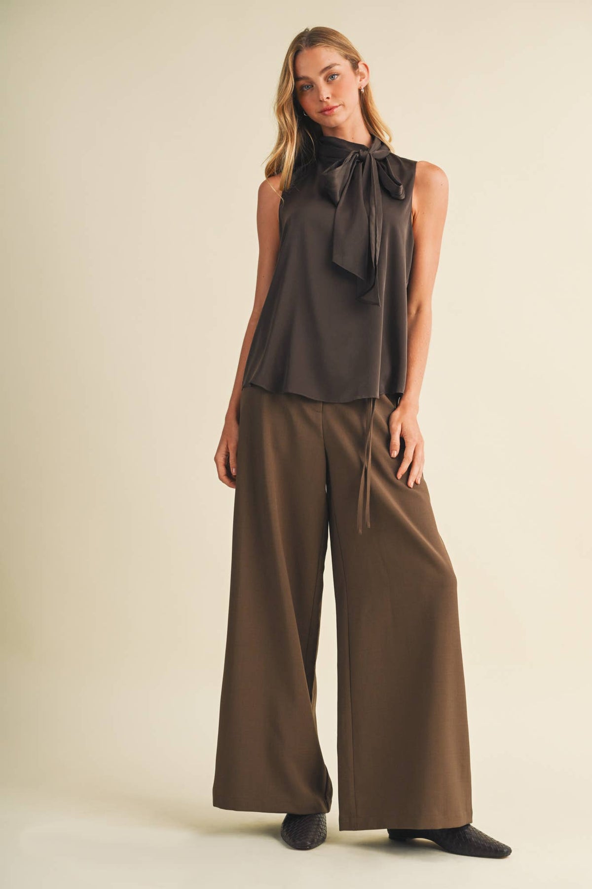 Mamie Mock-Neck Sleeveless Top