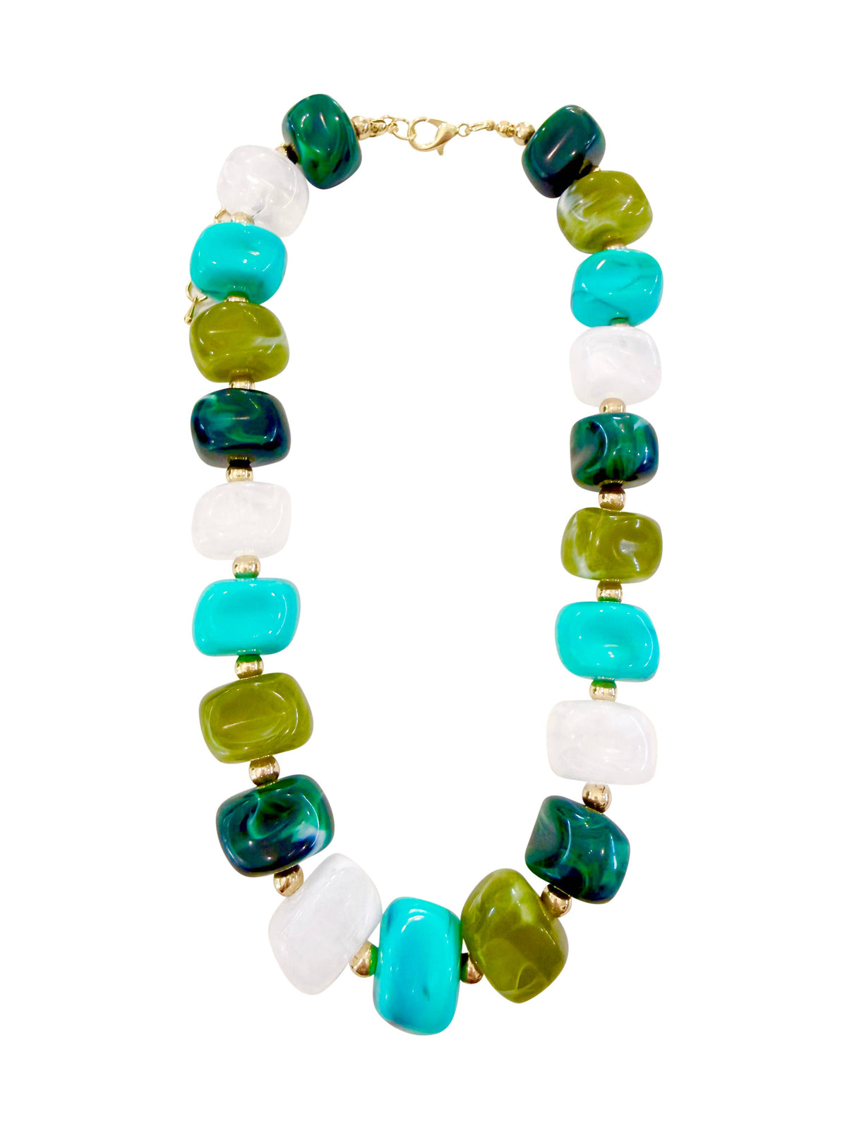 Ellen Beaded Necklace - Green Mix