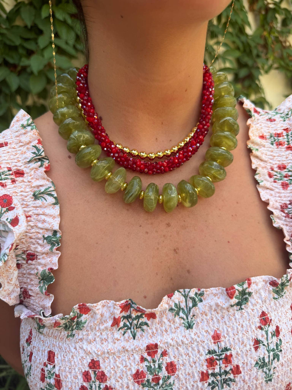 Randi Chunky Beaded Necklace- Chartreuse
