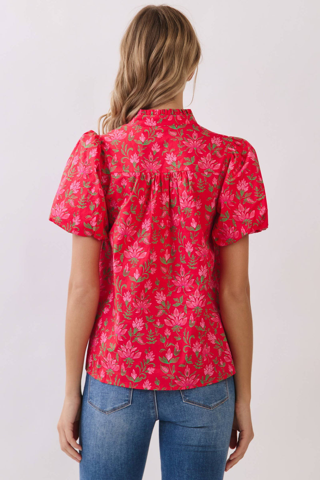 Floral Print Puff Sleeve Blouse