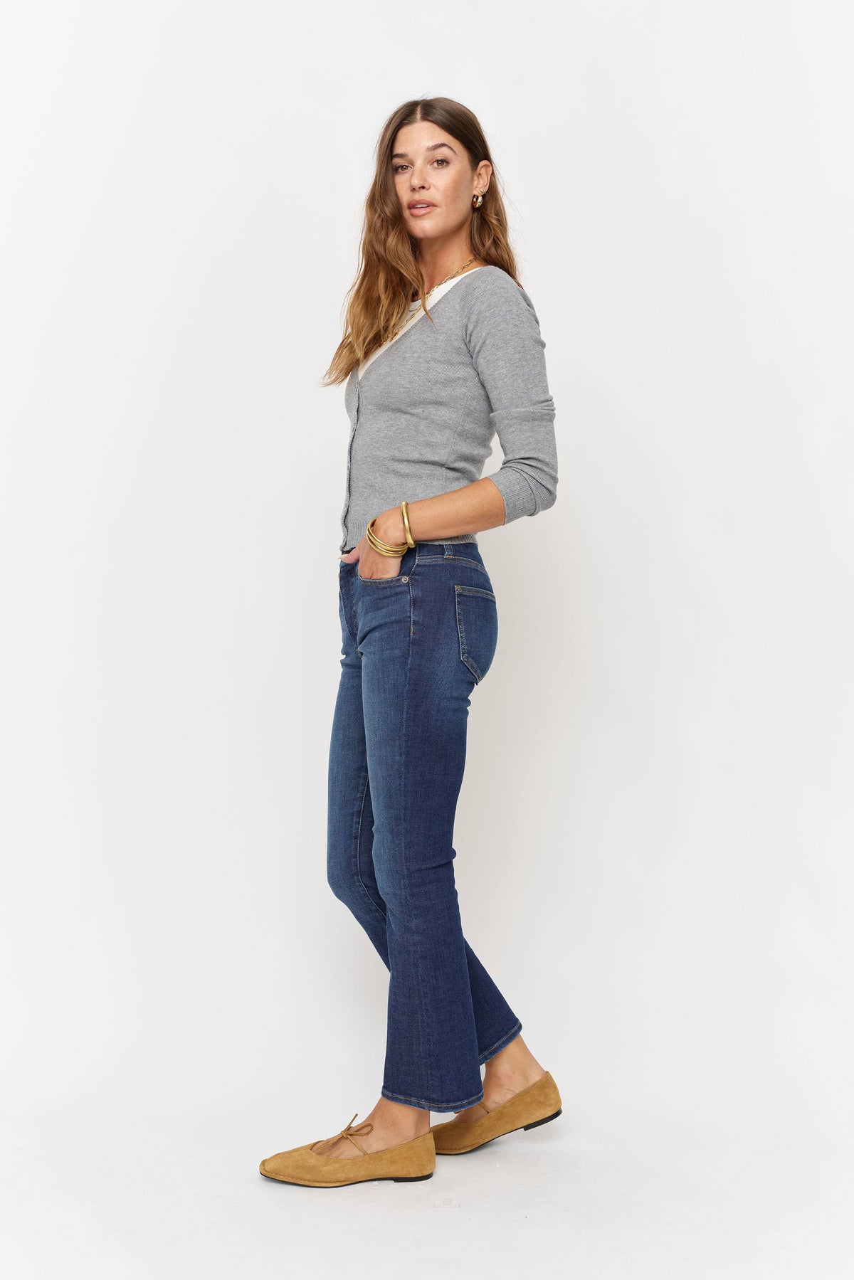 Palmer Mid Rise Ankle Kick Flare, Sculpt+ Dark Worn