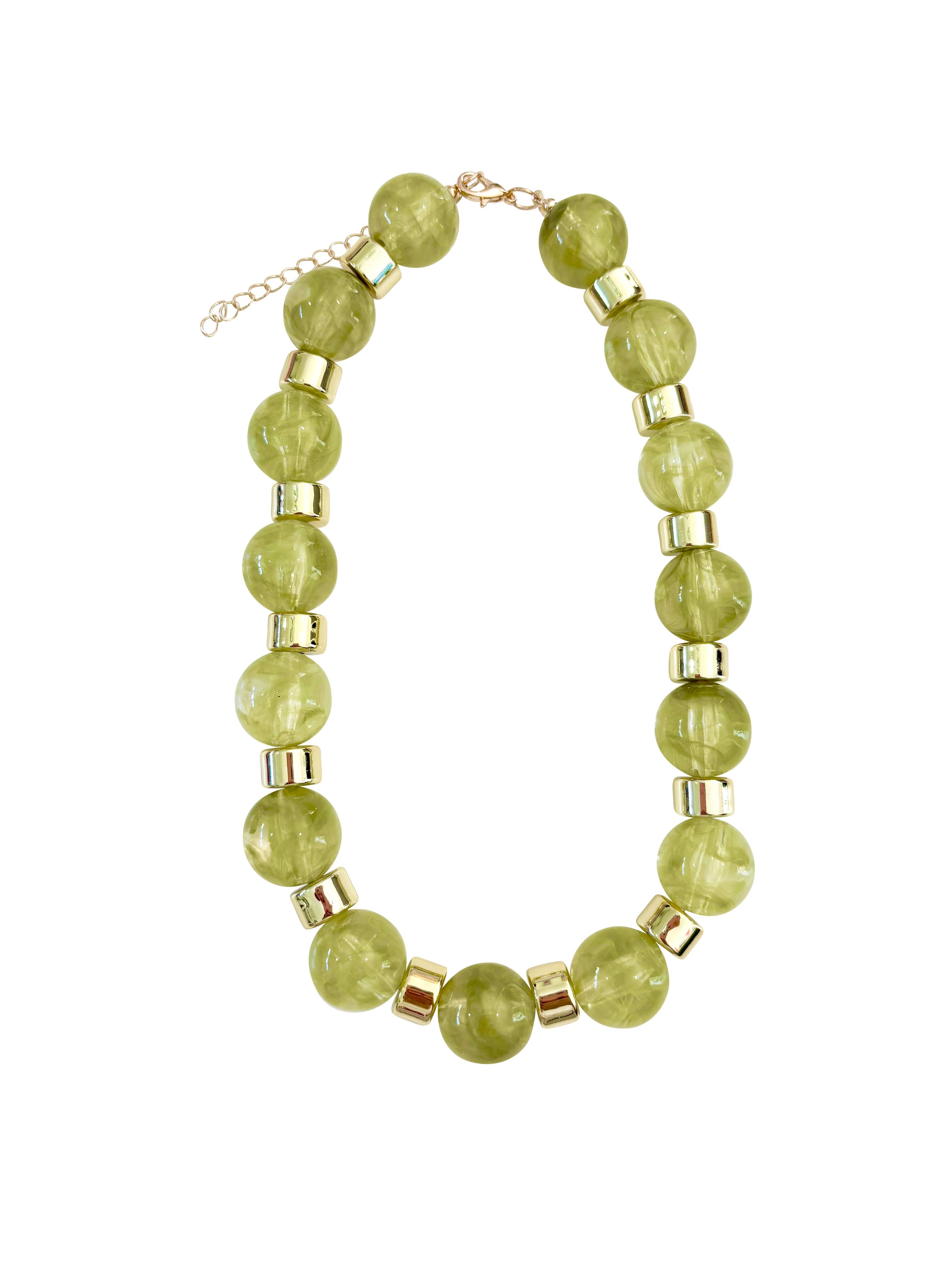 Jessica Chunky Beaded Necklace - Chartreuse
