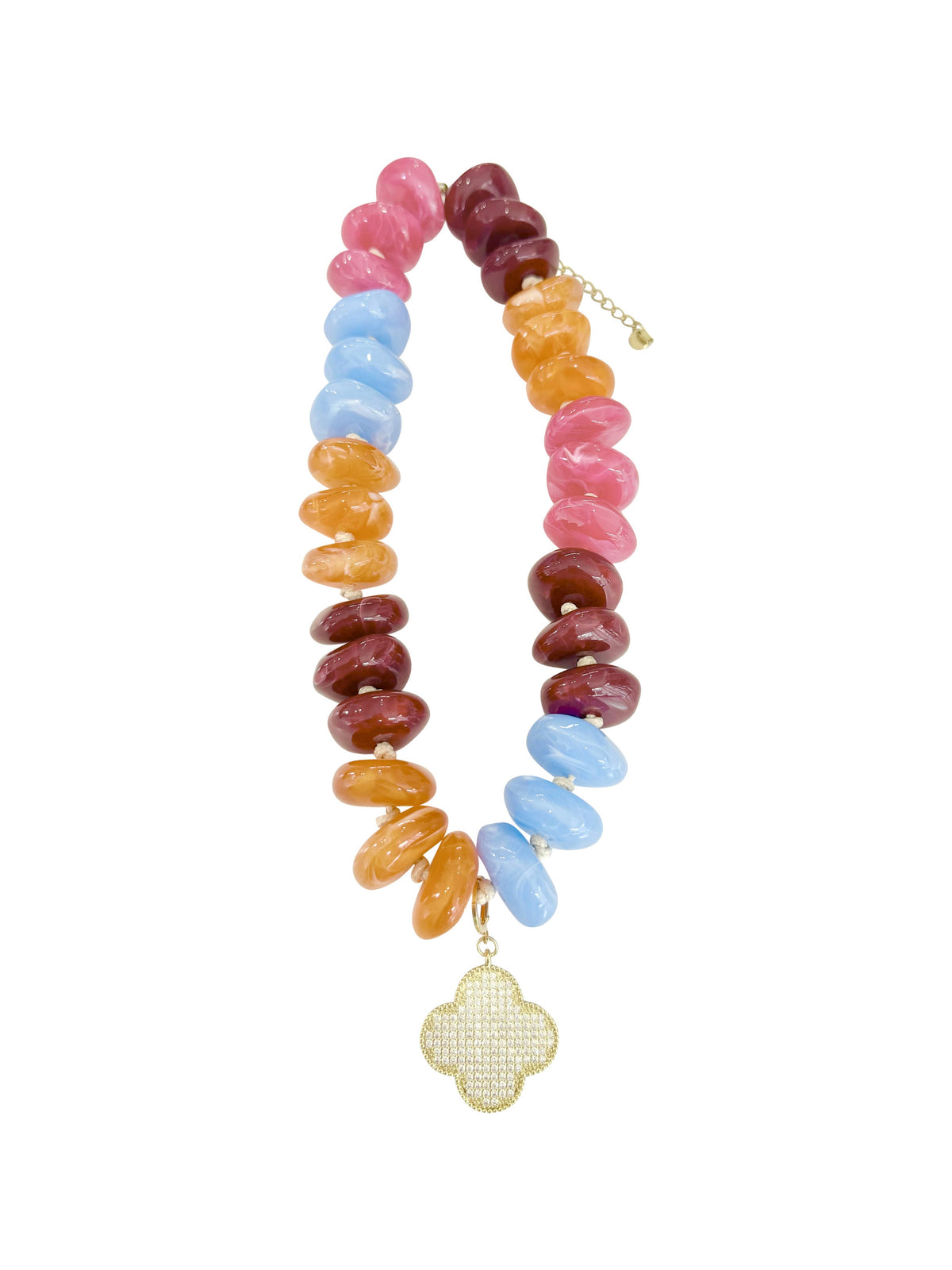 Rosemary Chunky Charm Necklace - Maroon/Orange Mix