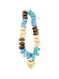 Rosemary Chunky Charm Necklace - Teal/Brown Mix