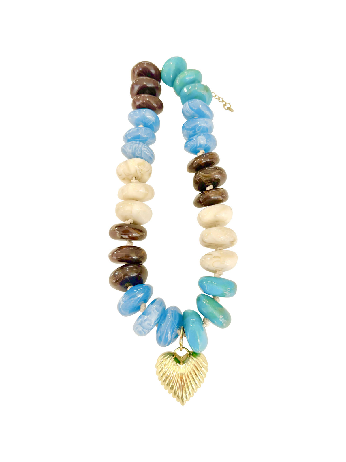 Rosemary Chunky Charm Necklace - Teal/Brown Mix