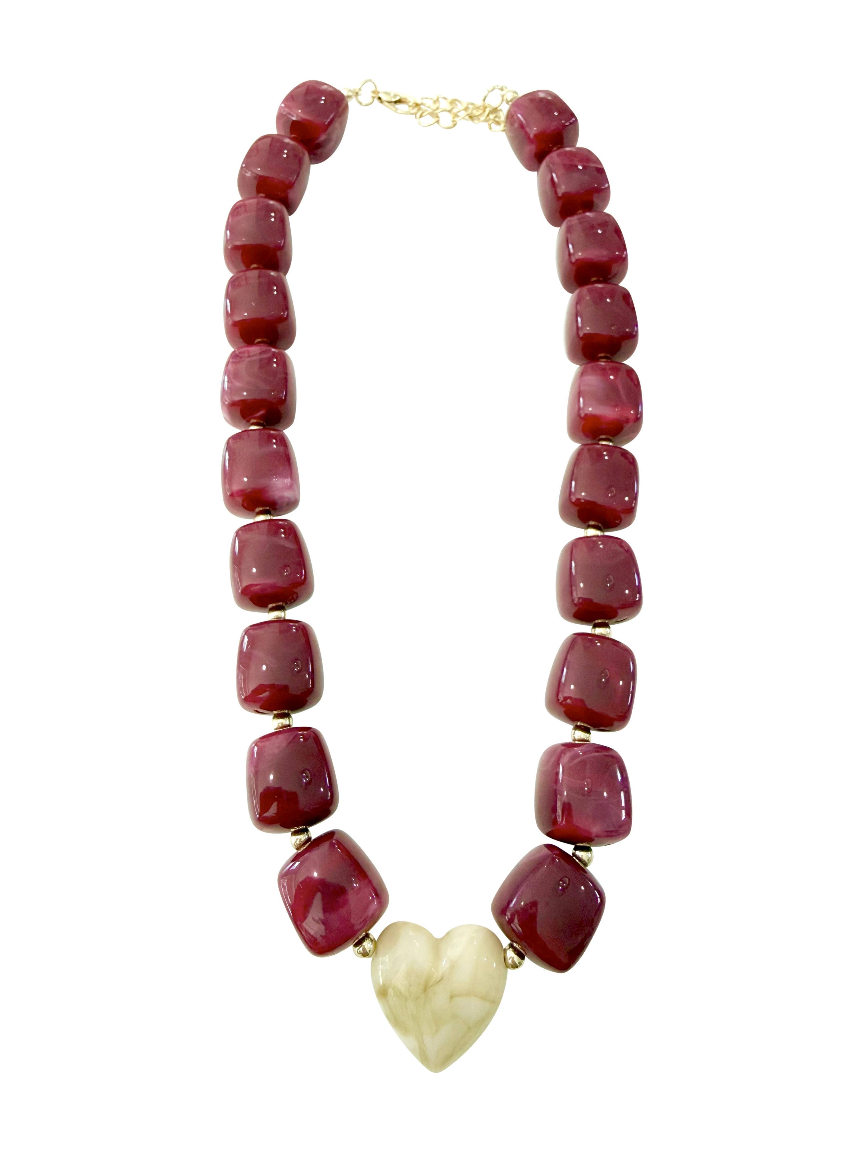 Jordan Chunky Beaded Heart Necklace