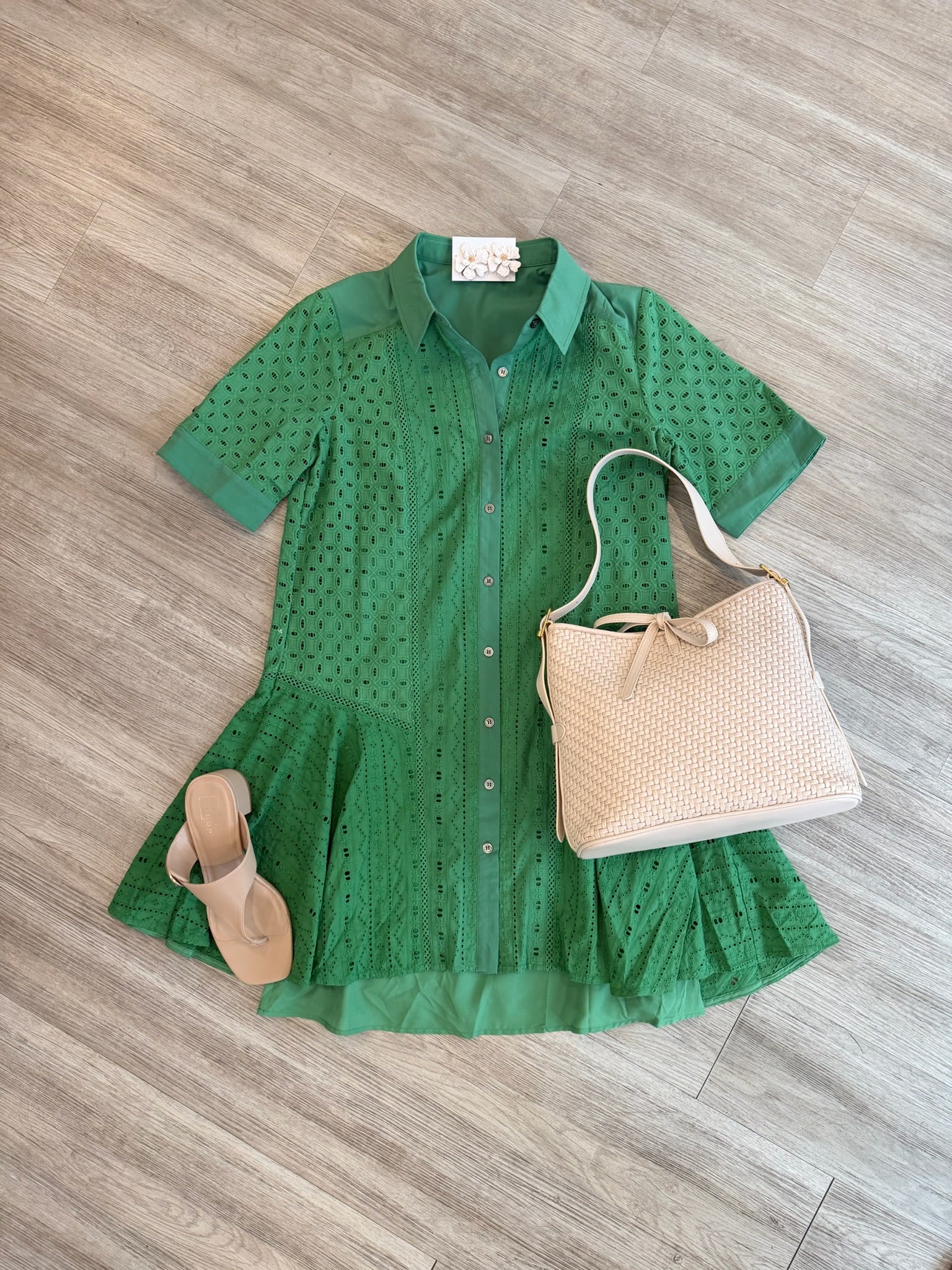 Penelope Eyelet Button Down Dress