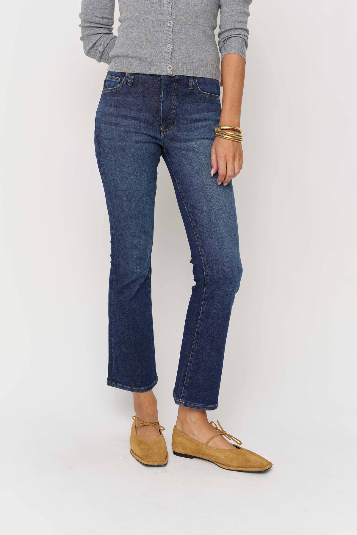 Palmer Mid Rise Ankle Kick Flare, Sculpt+ Dark Worn