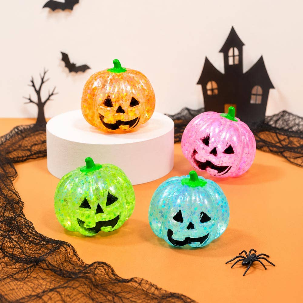 Glitter Halloween Pumpkin Squeeze Squishy Stress Relief Toy