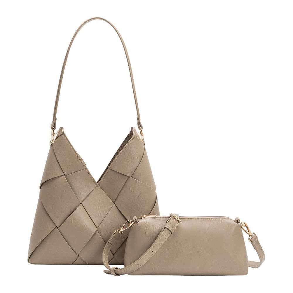 Phaedra Taupe Recycled Vegan Leather Shoulder