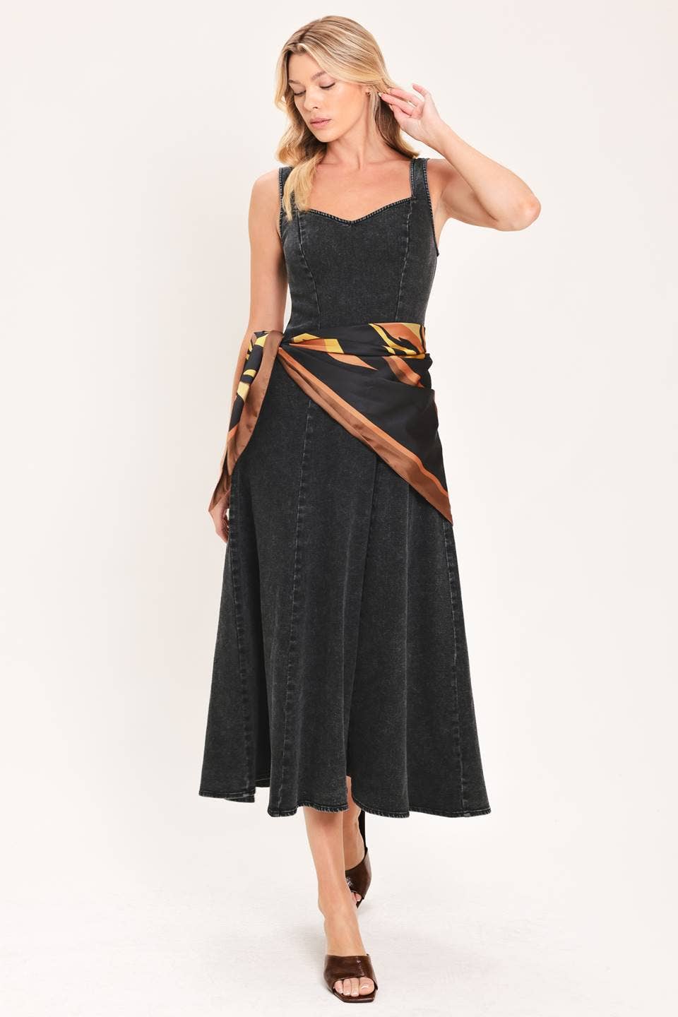 Graham Washed Denim Midi Dress