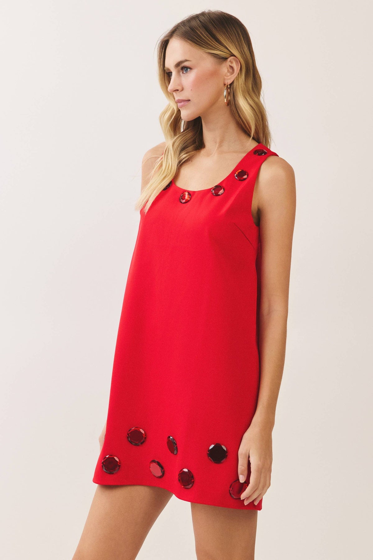 Jewel Embellished Shift Mini Dress