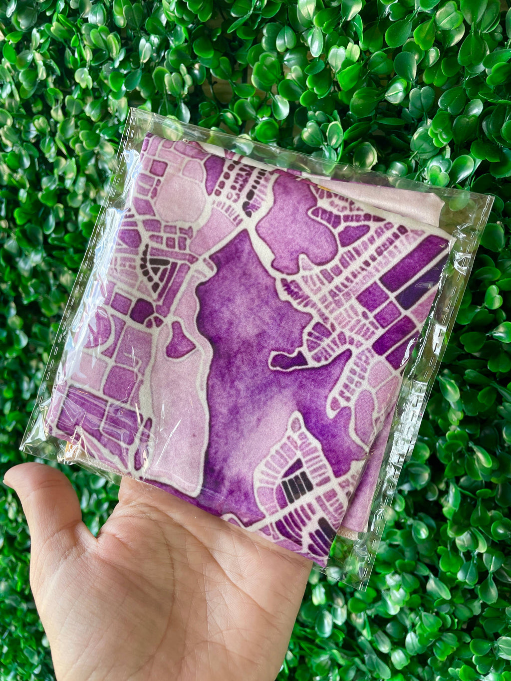 Watercolor Scarf - Baton Rouge Map - Purple & Yellow