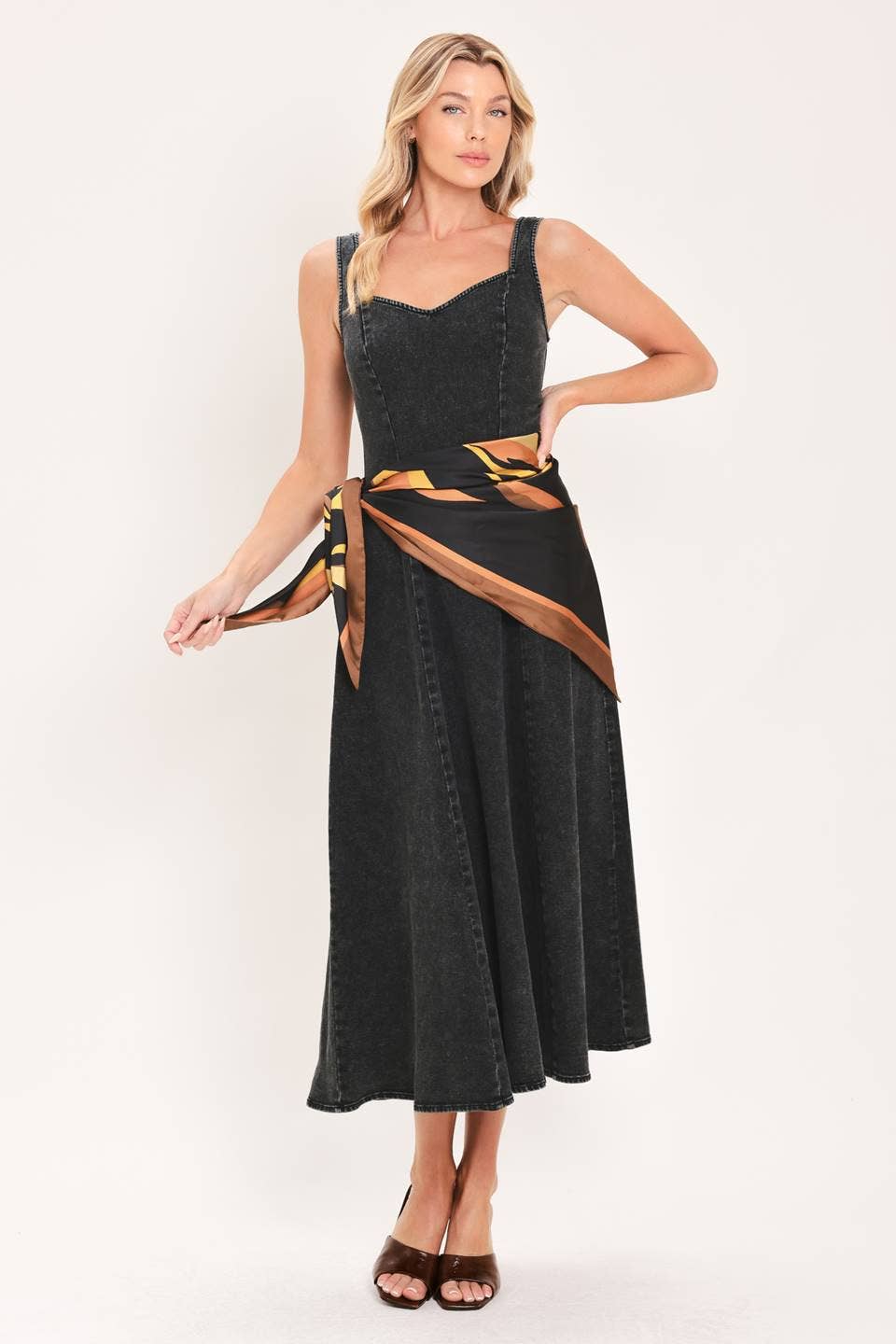 Graham Washed Denim Midi Dress