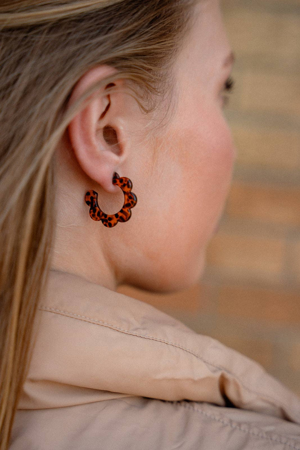 Flora Mini Hoops - Amber Dot