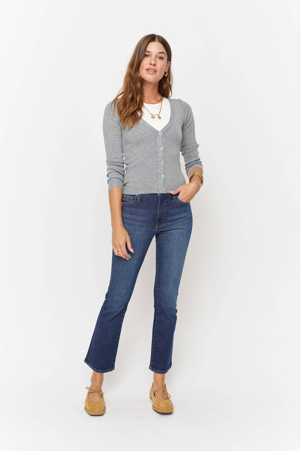 Palmer Mid Rise Ankle Kick Flare, Sculpt+ Dark Worn