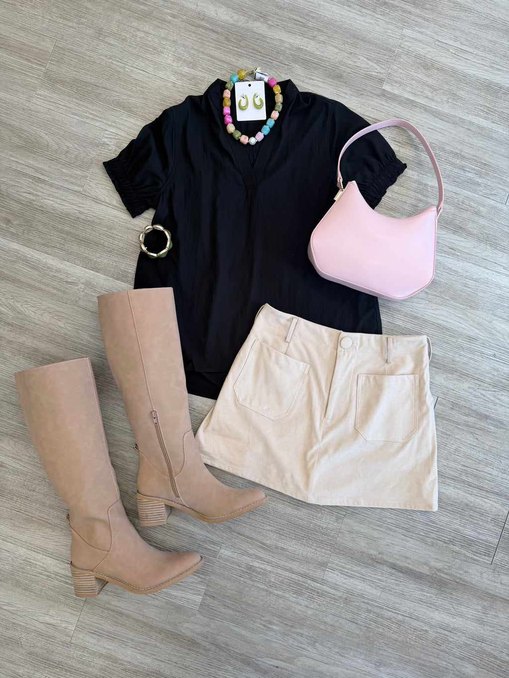 Briana Short Sleeve Band Detail Blouse