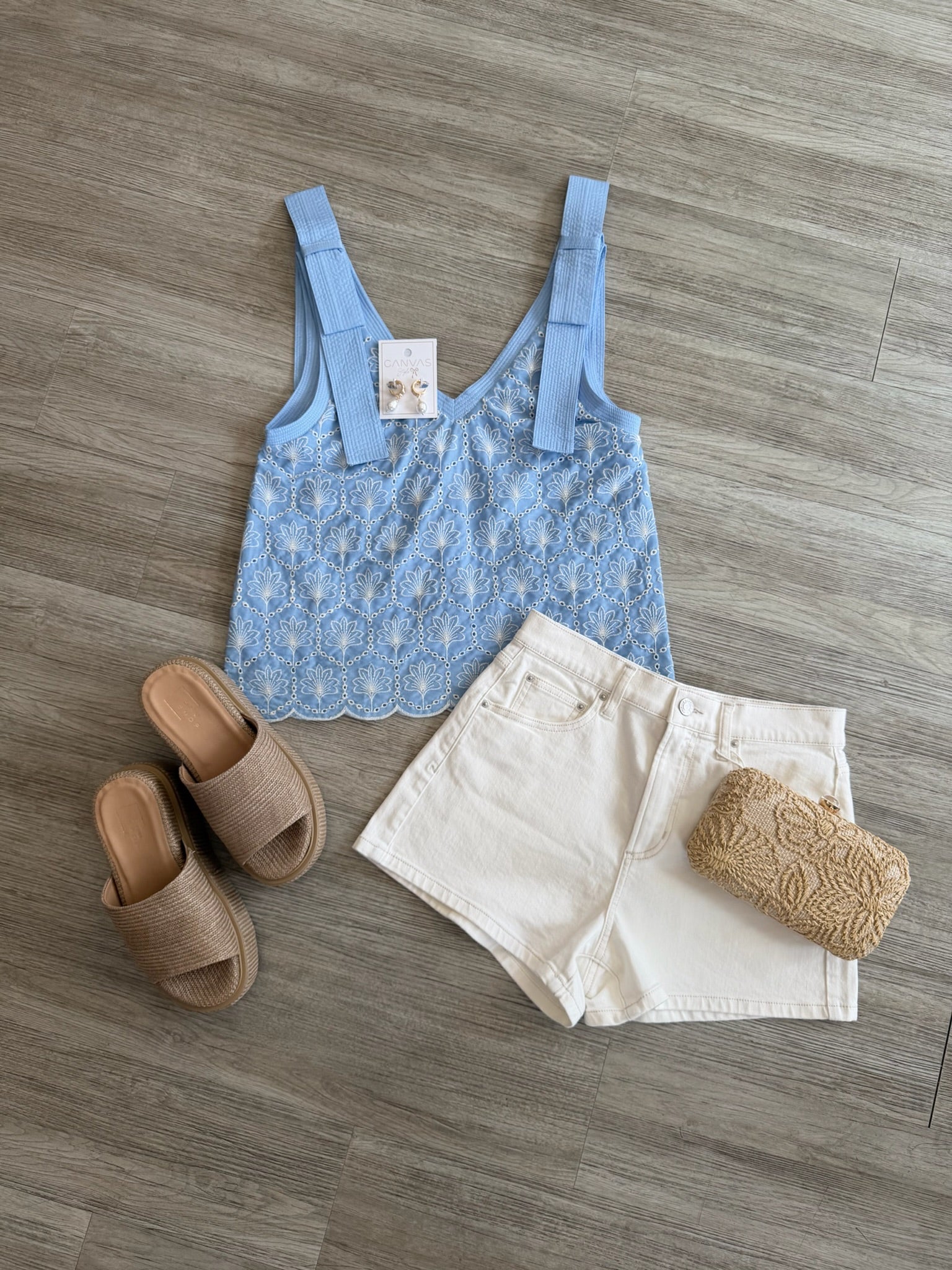 Mamie Eyelet Bow Strap Top