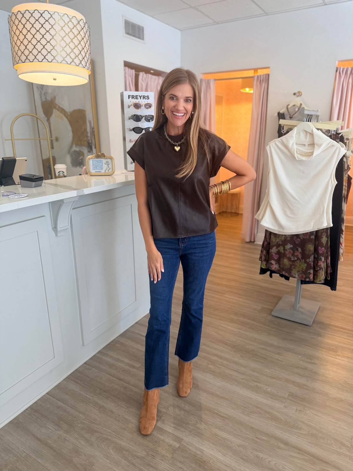 Arthur Leather Brown Top