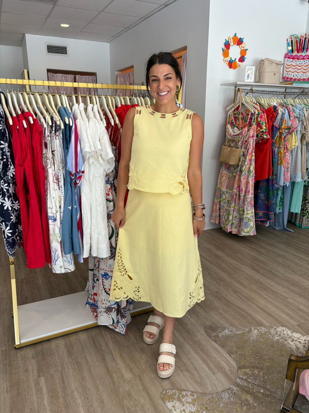 Lemon Yellow Embroidered Set